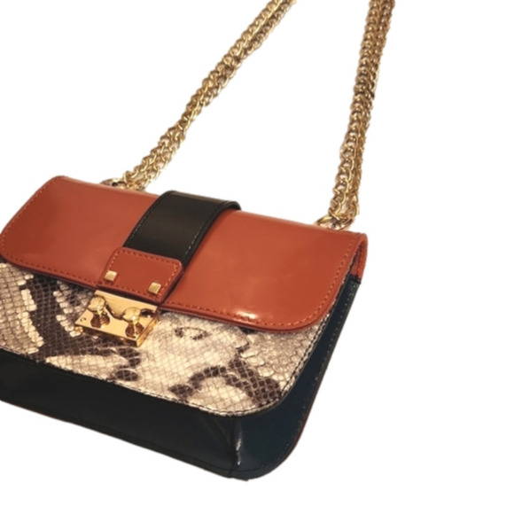 WOMENS Vittoria Napoli made in Italy snakeskin & leather shoulder bag & Keychain - Picture 4 of 16